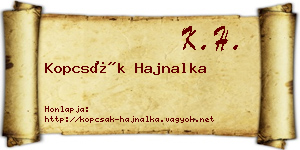 Kopcsák Hajnalka névjegykártya